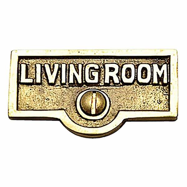 Brass LIVING ROOM Name Signs Labels Switch Plate Tags Renovators Supply